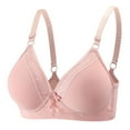 thumbnail image 1 of Bigersell No Underwire Bras for Women Lace V-Neck Push up Wire-Free Bras Ladies Padded Brassiere Hook and Eye Closure Comfortable Everyday Wireless Sports Bras Pink M, 1 of 2