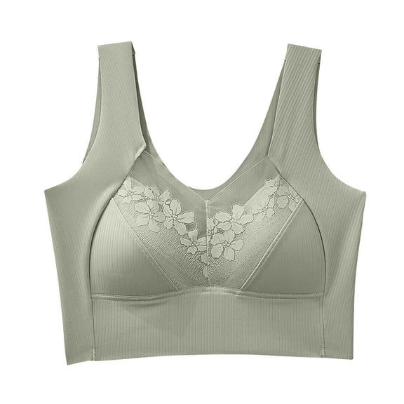 Bigersell No Underwire Push up Bras for Women On Sale Women Lace Bra Solid Color Soft and Comfortable Bra No Underwire Push up Support Bra Underwire Bra Style F-686 Green XL