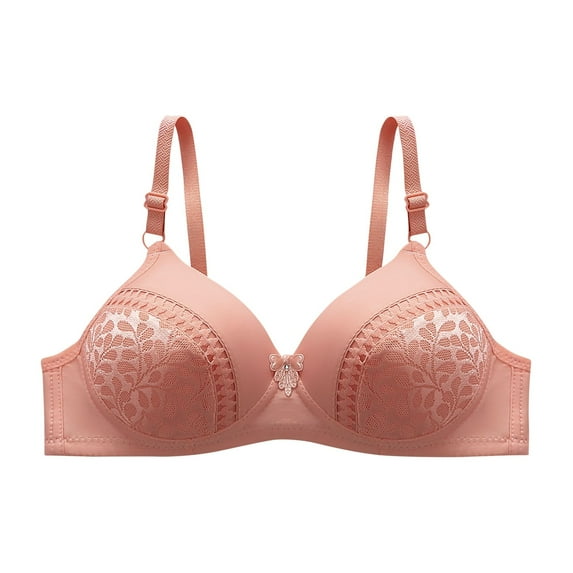 Bigersell No Wire Bras for Women Lace Bra Ladies V-Neck Push up Bras No Underwire Womens Plus Size Wireless Bras Padded Bralettes Female Full-Coverage Padded Bras Y-4-Purple 38