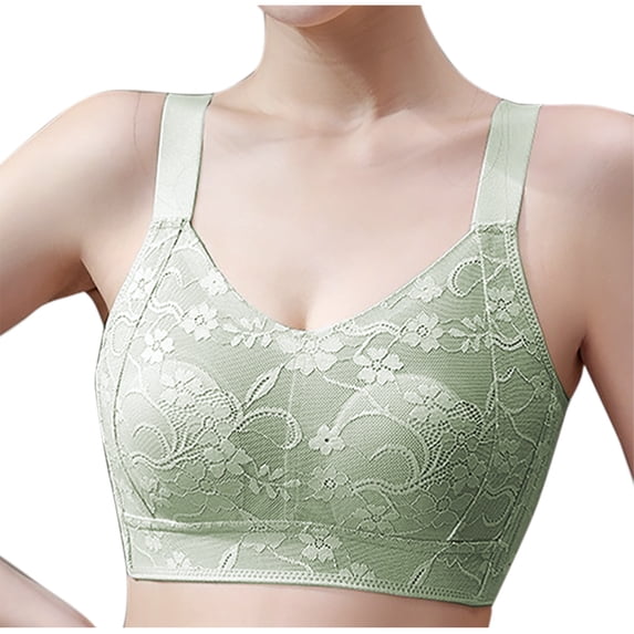 Bigersell Non Padded Bras for Women Discouts Comfortable Without Underwire Bra Lightly Lined Bra Style F-1008 Green M