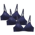 thumbnail image 1 of Bigersell Non Underwire Bras Pack for Women Trendy 3pcs Women's Bra Soild Wire Underwear Bra Everyday Small Cup Underwear Lifting Bra Style F-753 Navy M, 1 of 4