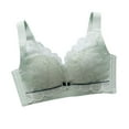 thumbnail image 1 of Bigersell Nylon Lace V-Neck Wireless Bras Women Push up Padded Bra Comfort Wide Strap Wire-Free Bra Hook and Eye Closure Female Everyday Bras No Underwire, Style-R-2, Green M, 1 of 3