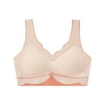thumbnail image 1 of Bigersell Open Back Sports Bra Women's Push-up Non-slip Floral Lace Bra Back Seamless Push-up Bra No Underwire Female Strappy Sports Bra Women Synthetic Full-Figure Bra Style 330, Beige XL, 1 of 4