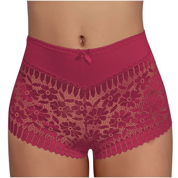 Bigersell Open Crotch Panties Clearance Thong Panties High Cut Panty Style P-36 Cotton Boyshort Panties Thong Panties Briefs Mid Waist Women's Briefs Red XL
