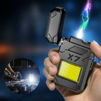 Bigersell Outdoor Lighter with LED Flashlights - Windproof Portable Electronic Lighter COB Work Light Rechargeable Flameless Lighter for Camping Hiking , Black