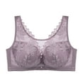 thumbnail image 1 of Bigersell Padded Bra New Women's Lace Underwear Large No Underwire Gathering Breathable Beautiful Back Daily Bra T-Shirt Bra Style F-1251 Purples XXL, 1 of 3