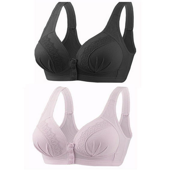 Bigersell Padded Bra Sale Tshirt Bras for Women No Underwire Wire-Free Bra Style R3732 V-Neck Pullover Bras Front Snap Bra Closure Women's Plus Size Padded Bralettes Purple M