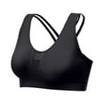thumbnail image 1 of Bigersell Padded Bra V-Neck Wire-Free Bra Support Women Longline Sports Bras Push-Up Bra Style R-96 Basic Bra Strap Nylon Seamless Bra Feature Everyday Bras Underwear Black XL, 1 of 6
