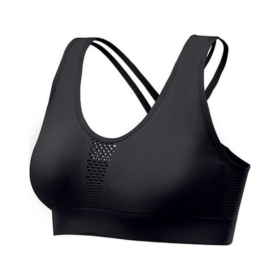Bigersell Padded Bra V-Neck Wire-Free Bra Support Women Longline Sports Bras Push-Up Bra Style R-96 Basic Bra Strap Nylon Seamless Bra Feature Everyday Bras Underwear Black XL