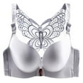 thumbnail image 1 of Bigersell Padded Bra Women Solid Bra Wire Free Underwear Front Closure Butterfly Backless Bra Big & Tall Size T-Shirt Bra, Style 1525, Gray 52E, 1 of 5