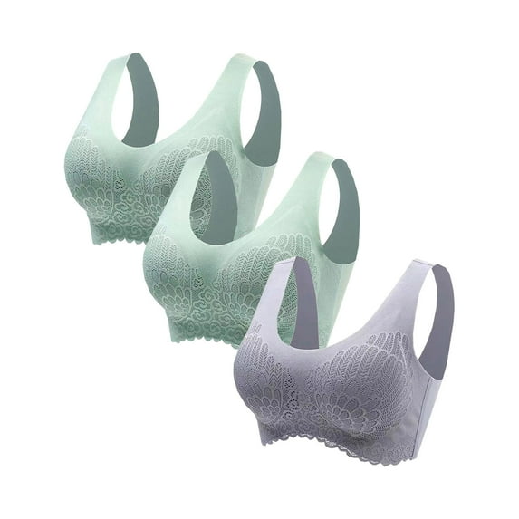 Bigersell Padded Bralette Girls Bras Bandeau Bra Sport Bra Style B36 Lace Push-Up Bra Women No Underwire Bra Feature Wirefree Bra With Support Hook & Eye Bra Closure , Green L