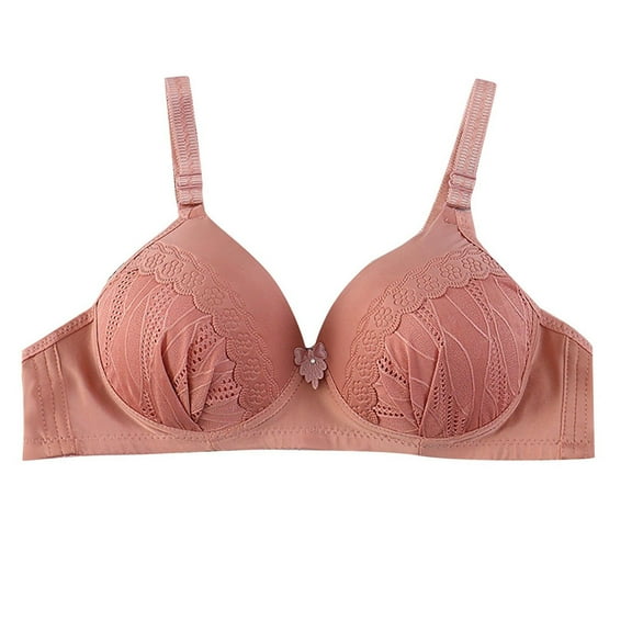 Bigersell Padded Bralette Women Solid Color Comfortable Hollow Out Bra Underwear No Underwire Tall Size Female Seamless Sports Bra, Style 8208, Brown 42B