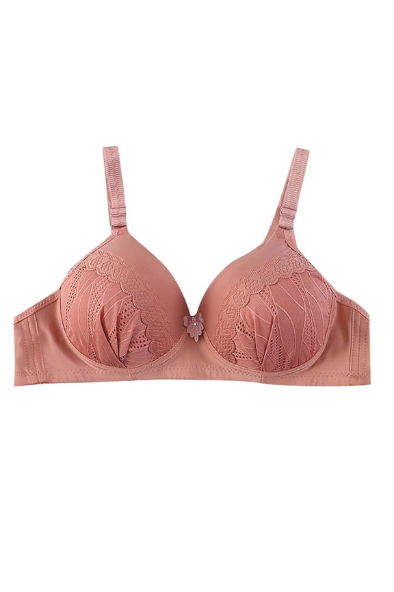 Padded Bralette Women Solid Color Comfortable Hollow Out Bra Underwear No Underwire Tall Size Female Seamless Sports Bra, Style 8208, Brown 42B