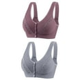 thumbnail image 1 of Bigersell Padded Bras 2pc Front Snap Closure V-Neck Wire-Free Bra Support Women No Wire Bras Full-Figure Bra Style R-144 Basic Bra Strap Nylon No Underwire Bra Feature Everyday Bras Underwear Purple S, 1 of 2