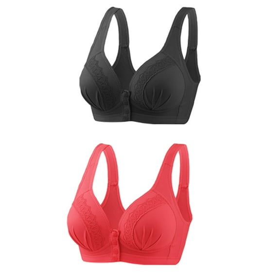 Bigersell Padded Bras for Women Full-Coverage Sale Women's Bra Soft Bra Style R3742 V-Neck Padded Bras Front Snap Bra Closure Women's Plus Size Sports Bras Red XXL