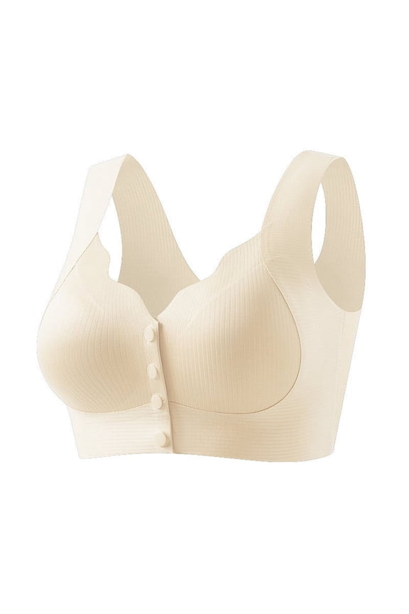 Padded Bras for Women New Women Front Open Four Button Bra Solid Color Soft and Comfortable Without Underwire Gathering for Daily Bras Lifting Bra Style F-706 White XL