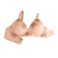 thumbnail image 1 of Bigersell Padded Bras for Women No Underwire V-Neck Wire-Free Bra Support Women Lace Bras Full-Coverage Bra Style R-115 Basic Bra Strap Nylon Balconette Bra Feature Everyday Bras Underwear Beige S, 1 of 4
