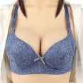 thumbnail image 1 of Bigersell Padded Bras for Women No Underwire V-Neck Wire-Free Bra Support Women Lace Bras Longline Bra Style R-145 Basic Bra Strap Nylon Lightly Lined Bra Feature Everyday Bras Underwear Blue M, 1 of 4