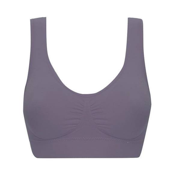 Bigersell Padded Bras for Women No Underwire Summer 3pc Sports Bras Molded Bra Style R4066 V-Neck Back-Smoothing Bras Pull-On Bra Closure Long Sports Bras Dark Purple,Purple,Light blue 5XL