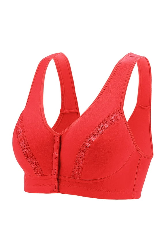 Padded Lace Bandeau Bra Women Bra Wire Free Underwear 1 Piece Bra Everyday Underwear Bras Big & Tall Size Athletic Sports Bra, Style 6313, Red 40C