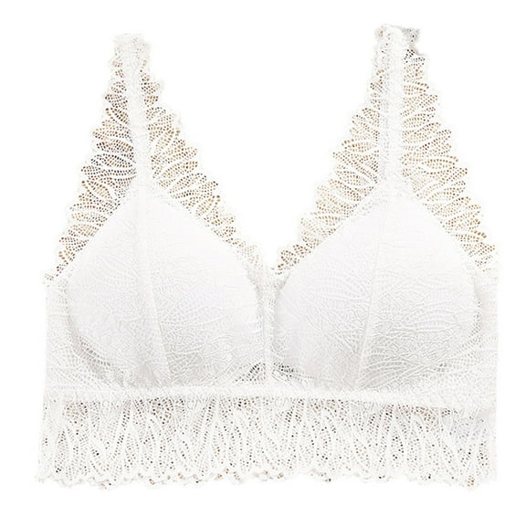 Bigersell Padded Lace Bandeau Bra Women Lingerie Lace Chest Tube Tops Backless Bra Camisole Underwear Women's Plus Size Athletic Sports Bra, Style 2668, White