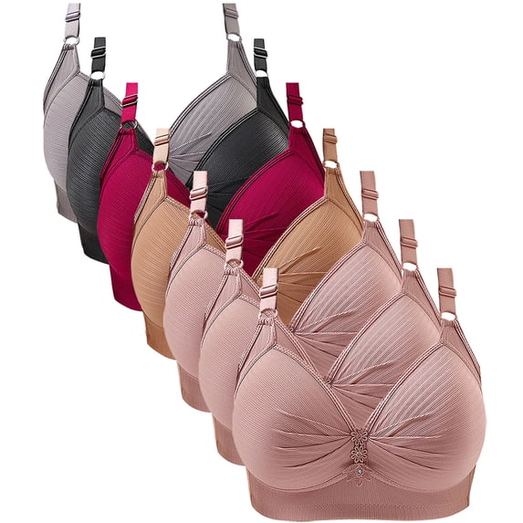 Bigersell Padded Push up Bras Pack On Sale 7pc Woman's Solid Color Comfortable Underwear Daily Bra Without Underwire Gathering Bras Full-Coverage Bra Style F-1201 Pinks 44/100