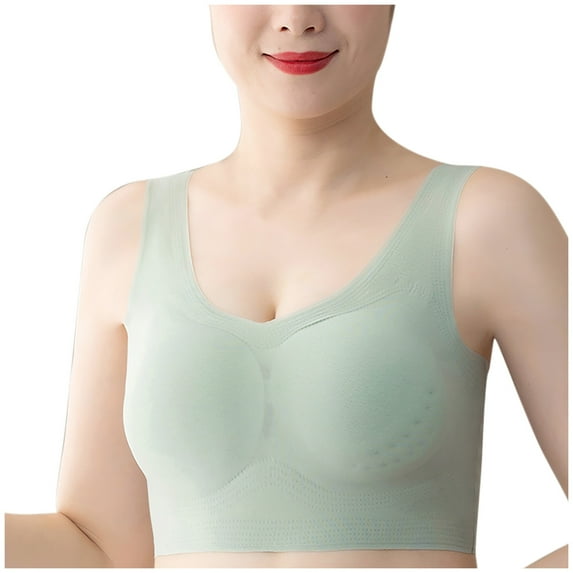 Bigersell Padded Sports Bra On Sale Ladies Seamless Comfortable No Underwire Breathable Gathering Bra Woman Underwear Wire-Free Bra Style F-160 Green XXL