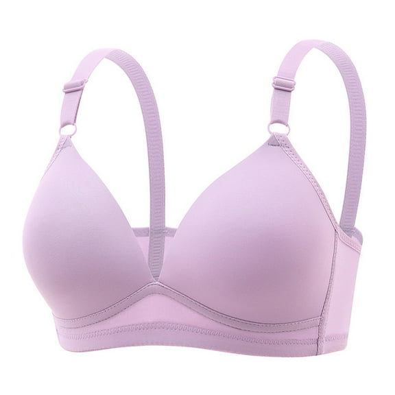 Bigersell Padded Sports Bra for Women V-Neck Wire-Free Bra Support Women Bras Plus Size Wire-Free Bra Style R-36 Basic Bra Strap Nylon Padded Bra Feature Everyday Bras Underwear Purple L