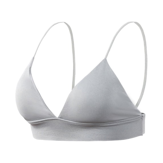 Bigersell Padded Sports Bra for Women Woman V Cup Underwired Sleep Seamless Underwear Soft Comfortable Bra Women Size Bra and Panty Set, Style 693, Gray 32B