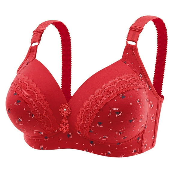 Bigersell Padded Sports Bra for Women Comfortable Breathable Bra Underwear No Underwire Women Size Bra and Panty Set, Style 9873, Red 48C