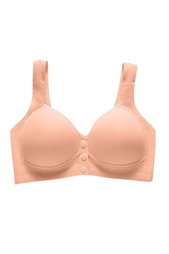 Padded Sports Bras for Women New Women's Senior Elder Women Comfortable Soft Thin Printed Underwear Plus Size Underwear Bra Shoulder Straps Sport Bra Style F-809 Pinks 36