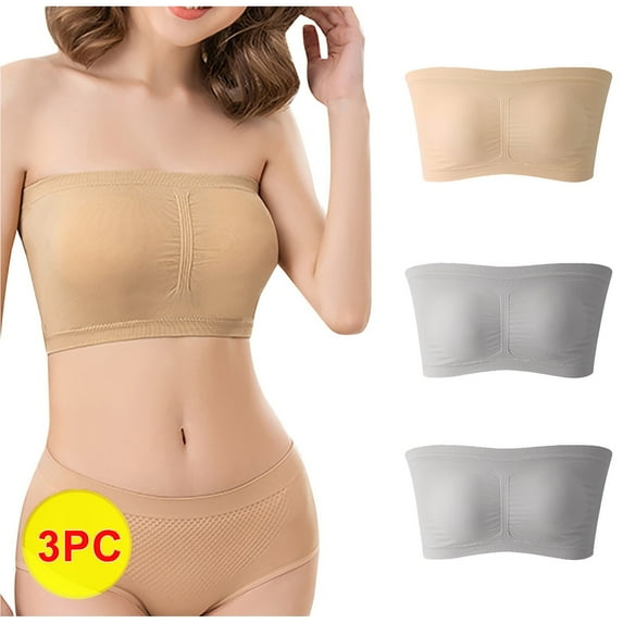 Bigersell Padded Sports Bras for Women Push up Deals 3pc Sport Bras for Women Plus Size Full-Figure Bra Style R895 V-Neck Seamless Bras Pull-On Bra Closure Women Size Workout Bras Khaki 3XL