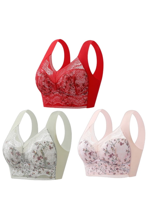 Padded Sports Bras for Women Trendy Fashion Women Lace Solid Color Bra and Lingerie Underwear Underwire Bras Convertible Bra Style F-682 Multicolor 3XL