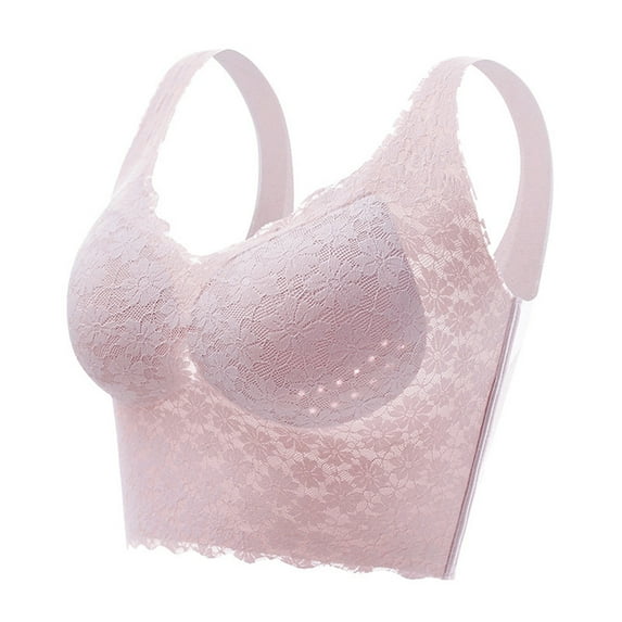 Bigersell Padded Sports Bras for Women Upgrade Push up Seamless Bras Breathable Lace Bras Women's Plus Size Crop Tops Underwear Women's No Underwire Padded Bras Underwire Bra Style F-770 Pinks 3XL