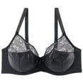 thumbnail image 1 of Bigersell Padded Strappy Sports Bras Women Hollow Flower Soft Lace Thin Cup Large Bra Breathable Underwear Big & Tall Size Support Yoga Bra, Style 361, Black 46E, 1 of 2
