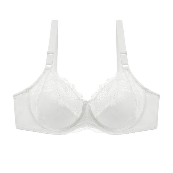 Bigersell Padded T Shirt Bra New Women's Solid Color Ring Oversized Gathering Underwear Daily Bra Lace Bra Style F-1114 White 3XL