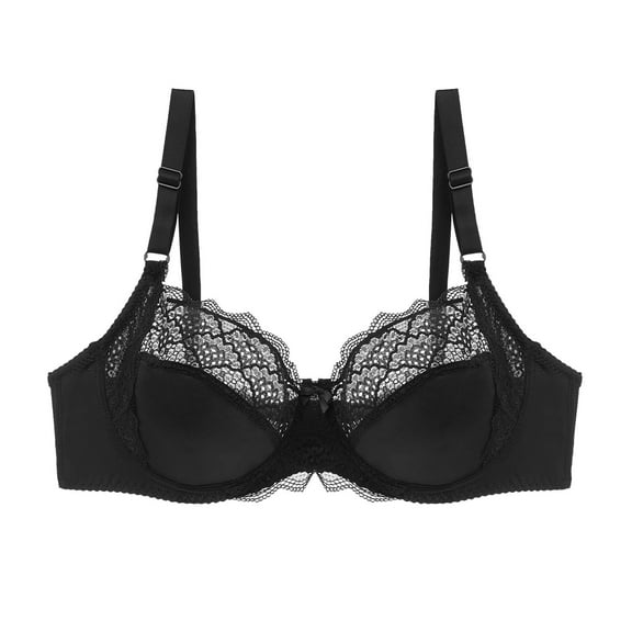 Bigersell Padded Tshirt Bras for Women New Women's Solid Color Ring Oversized Gathering Underwear Daily Bra Wireless Bra Style F-1114 Black M
