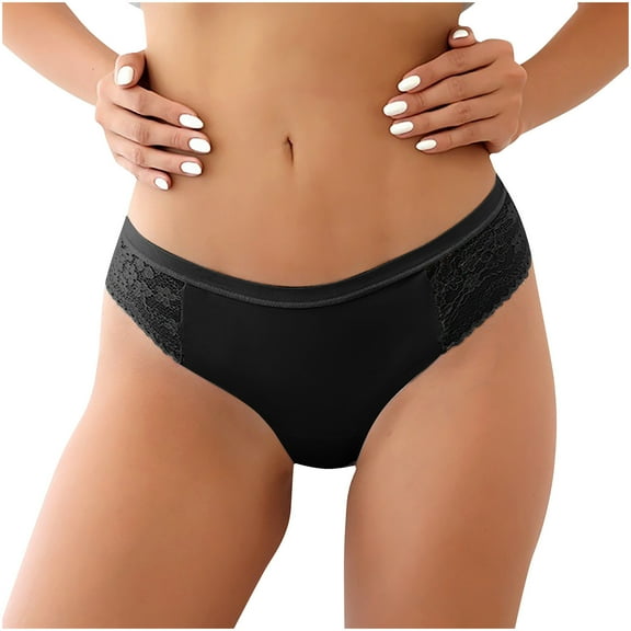 Bigersell Panties for Women Plus Size Clearance Period Underwear High Cut Panty Style P-1447 Cotton Boyshort Panties Ladies Thong Underwear Briefs Mid Waist Women's Briefs Black L