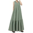 thumbnail image 1 of Bigersell Party Dresses for Women 2022 Women's Fashion Casual Summer Pocket Sleeveless Lace Print V-Neck Dress Plus Midi Dress Style 29973, Female Short Dresses Green XL, 1 of 9