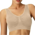 thumbnail image 1 of Bigersell Plus Size Bra Summer Womens Bras No Underwire Bralette Bra Style R541 V-Neck Lightly Lined Bras Pull-On Bra Closure Women Size Full Figure Bras Beige S, 1 of 5