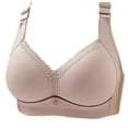 thumbnail image 1 of Bigersell Plus Size Bra for Women Full-Coverage Wireless Bras Ladies V-Neck Push up Bra Padded Bralette Comfort Wide Strap Soft Wire-Free Bra Everyday Bra Underwear Y-9-Khaki 40, 1 of 3