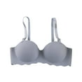 thumbnail image 1 of Bigersell Plus Size Bralette Clearance Comfy Bras Balconette Bra Style R204 V-Neck Pullover Bras Hook and Eye Bra Closure Women's Plus Size Sleeping Bra Blue L, 1 of 5