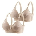 thumbnail image 1 of Bigersell Plus Size Bras for Women 2 Pack Push-up Padded Bra No Underwire Comfort Strap V-Neck Bras Ladies Wireless Bras Hook and Eye Bra Closure Everyday Bra Bralette Underwear Khaki M, 1 of 3