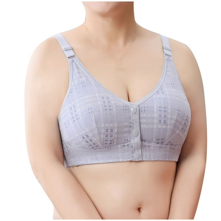 Women Front Closure Comfort Lace Bra Wire-Free Everyday Bras Wide Strap  Plus Size