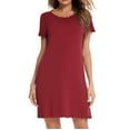 thumbnail image 1 of Bigersell Plus Size Cocktail Dresses for Women Summer Female Crew Neck Short Sleeve Above Knee Sleep Dress Style D-171 Wedding Dress Regular Summer Dresses , Wine XXL, 1 of 7