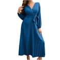 thumbnail image 1 of Bigersell Plus Size Formal Dresses for Women Summer Female V-Neck Short Sleeve Maxi Wrap Dress Style D-117 Tshirt Dress Ladies 2024 Regular Summer Dresses , Blue L, 1 of 5