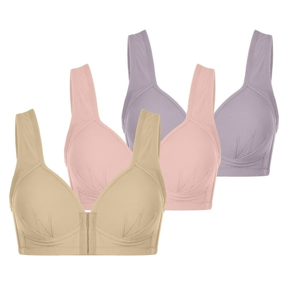 Bigersell Plus Size Push up Bras 3pc V-Neck Wire-Free Bra Support Women Comfy Bra Convertible Bra Style R-255 Basic Bra Strap Nylon Padded Bra Feature Everyday Bras Underwear Pink M