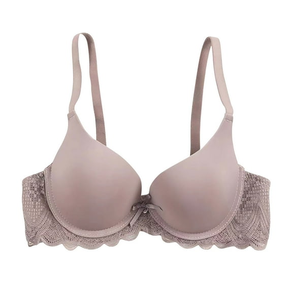 Bigersell Plus Size Sports Bra Upgrade Women's Lace Patchwork Bra with Breathable and Sagging Lightweight Underwear Full-Coverage Bra Style F-1076 Dark Gray 36/80