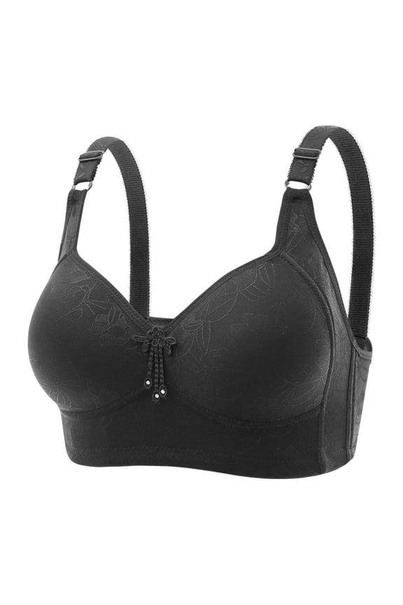 Plus Size Sports Bra Women Thin Adjustment Chest Shape Bra Underwear No Underwire Regular Size Everyday Bras, Style 10280, Black 42B