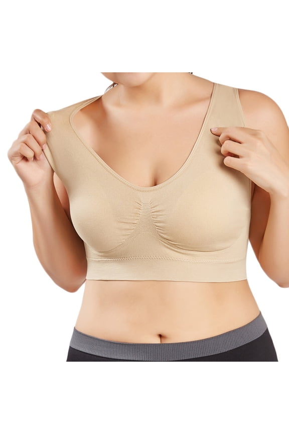 Plus Size Sports Bras for Women Sale High Support Sports Bras for Women Convertible Bra Style B2661 Lightly Lined Bras Pull-On Bra Closure Juniors Plus Size Longline Sports Bras Beige L